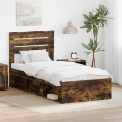 Ramka łóżka Dąb wędzony 75 x 190 cm Lite drewno sosnowe