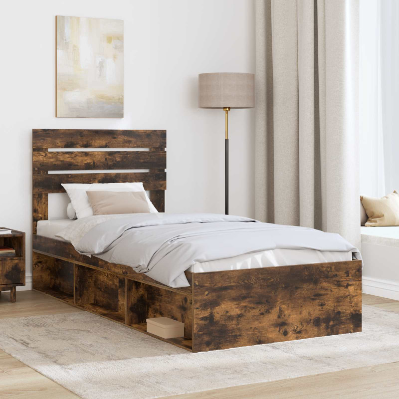 Ramka łóżka Dąb wędzony 75 x 190 cm Lite drewno sosnowe