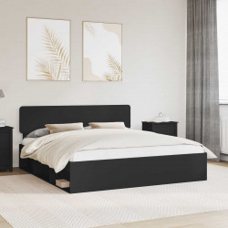 Ramka łóżka Czarny 200 x 200 cm Lite drewno sosnowe