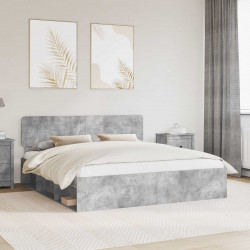 Ramka łóżka Betonowy 200 x 200 cm Lite drewno sosnowe