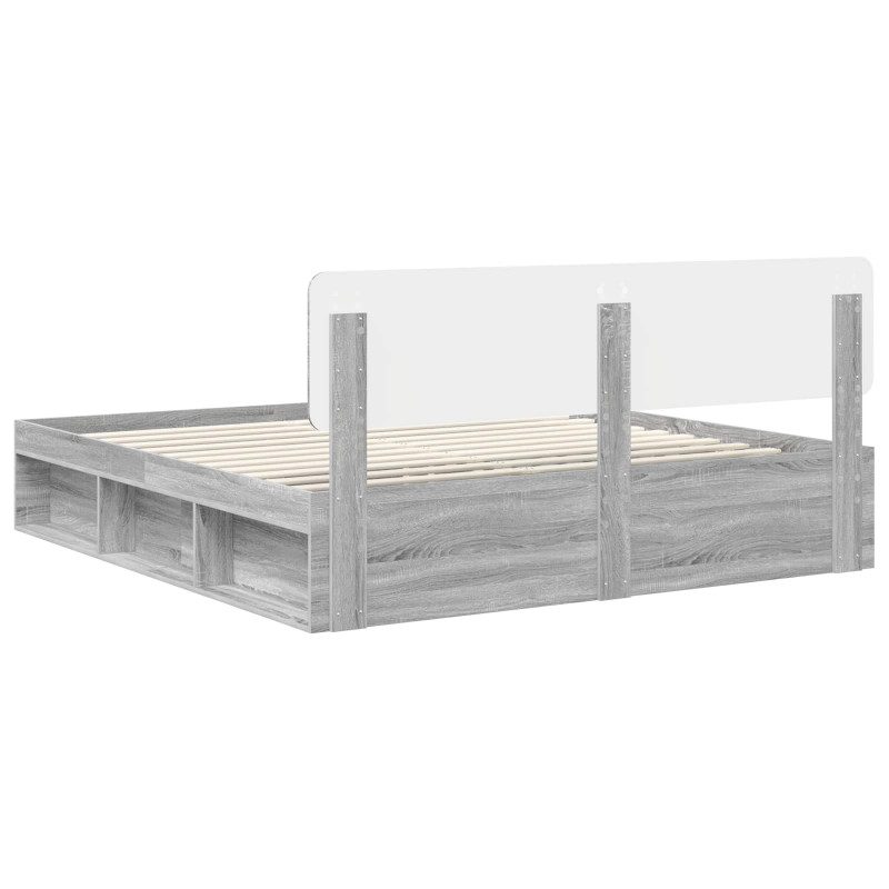 Ramka łóżka Szary Sonoma 200 x 200 cm Lite drewno sosnowe