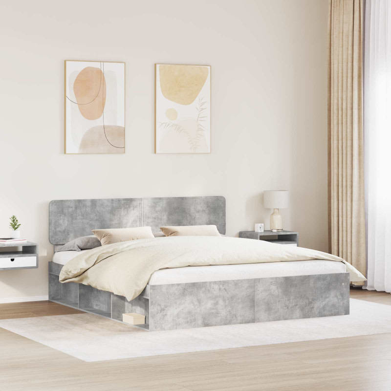 Ramka łóżka Betonowy 180 x 200 cm Lite drewno sosnowe