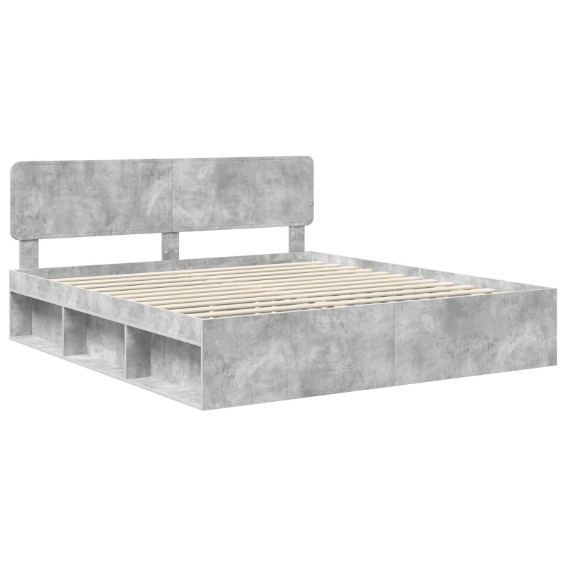 Ramka łóżka Betonowy 180 x 200 cm Lite drewno sosnowe