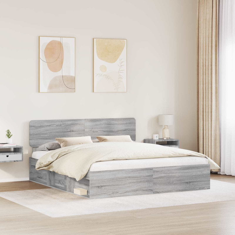 Ramka łóżka Szary Sonoma 180 x 200 cm Lite drewno sosnowe