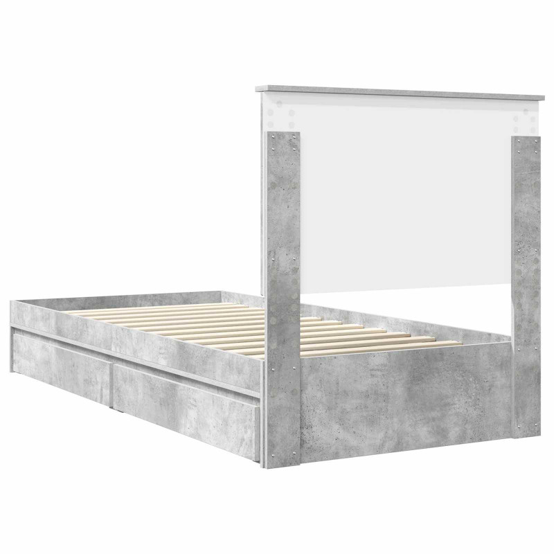 Łóżko z miejscem do przechowywania Betonowy szary 90 x 200 cm