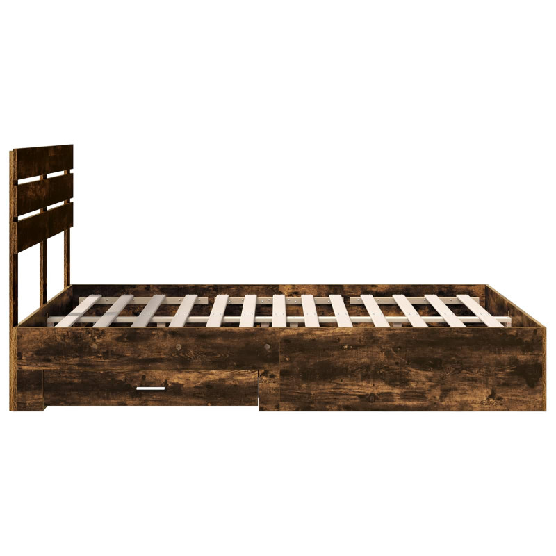 Ramka łóżka Dąb wędzony 160 x 200 cm Materiał drewnopochodny