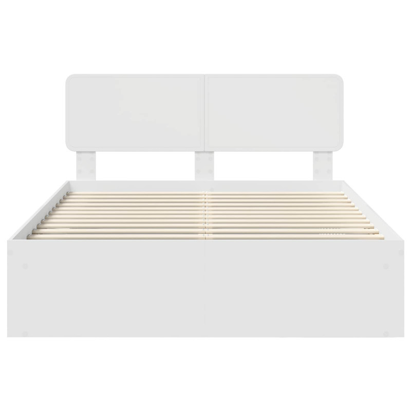 Ramka łóżka Z zagłówkiem Biały 150 x 200 cm Lite drewno sosnowe