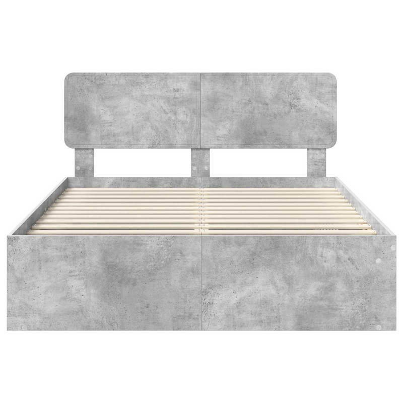 Ramka łóżka Szary beton 150 x 200 cm Lite drewno sosnowe