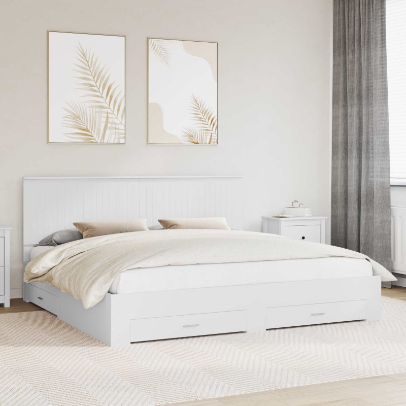 Ramka łóżka Biały 200 x 200 cm Materiał drewnopochodny
