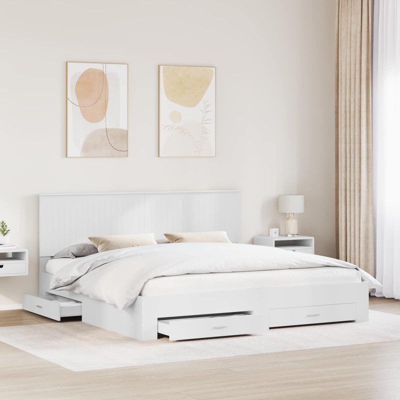 Ramka łóżka Biały 200 x 200 cm Materiał drewnopochodny