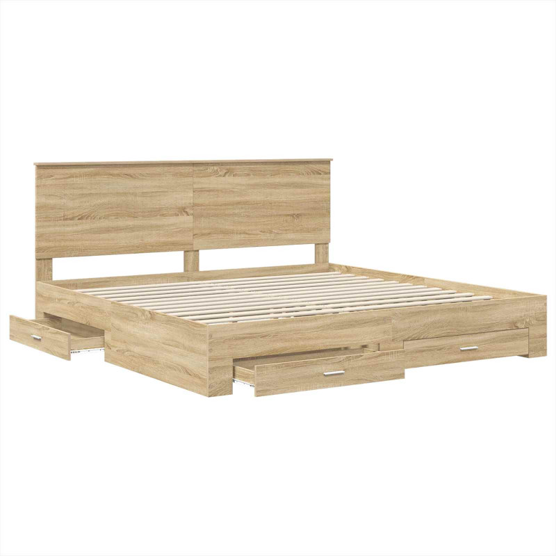 Ramka łóżka Dąb Sonoma 200 x 200 cm Materiał drewnopochodny