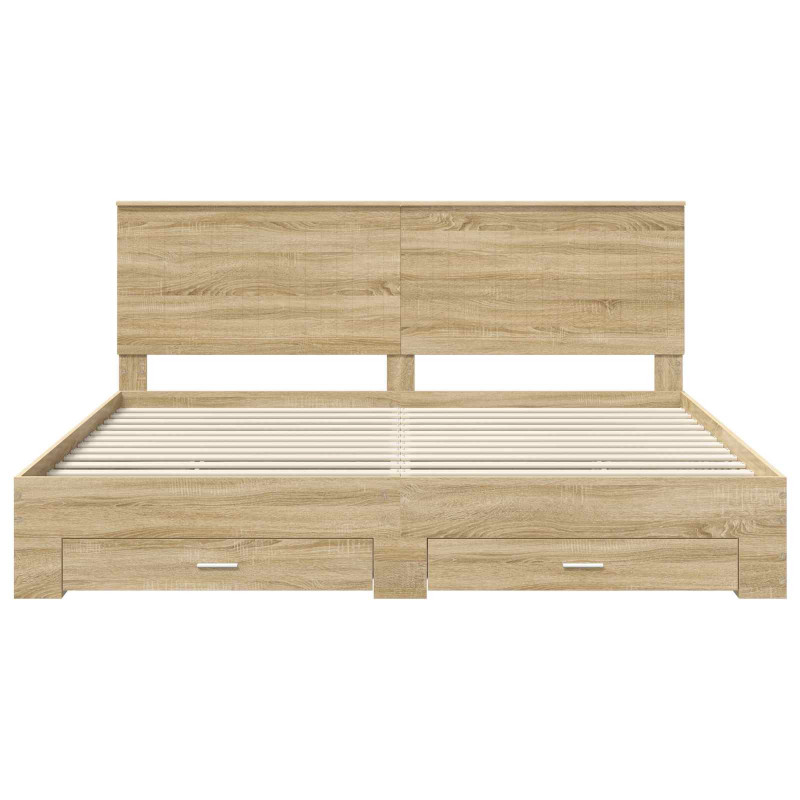 Ramka łóżka Dąb Sonoma 200 x 200 cm Materiał drewnopochodny