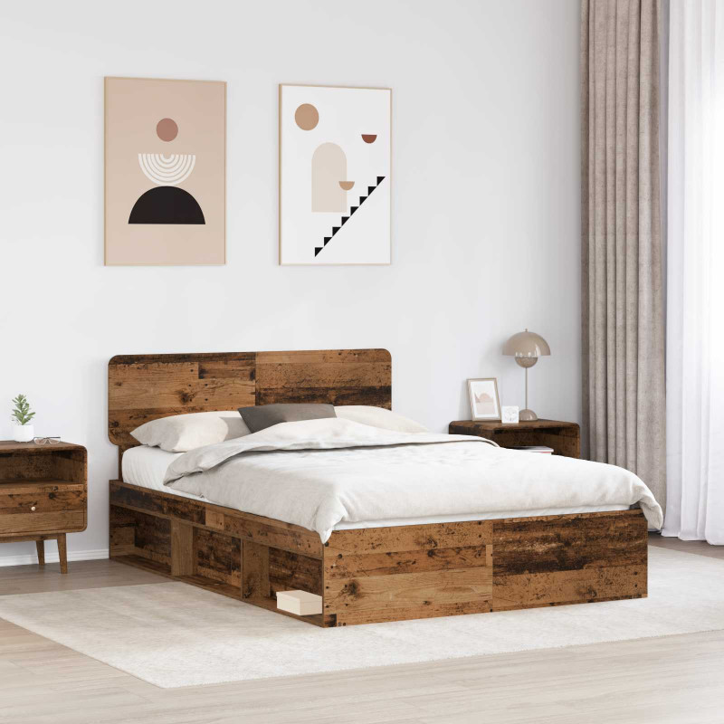 Ramka łóżka Stare drewno 140 x 200 cm Lite drewno sosnowe
