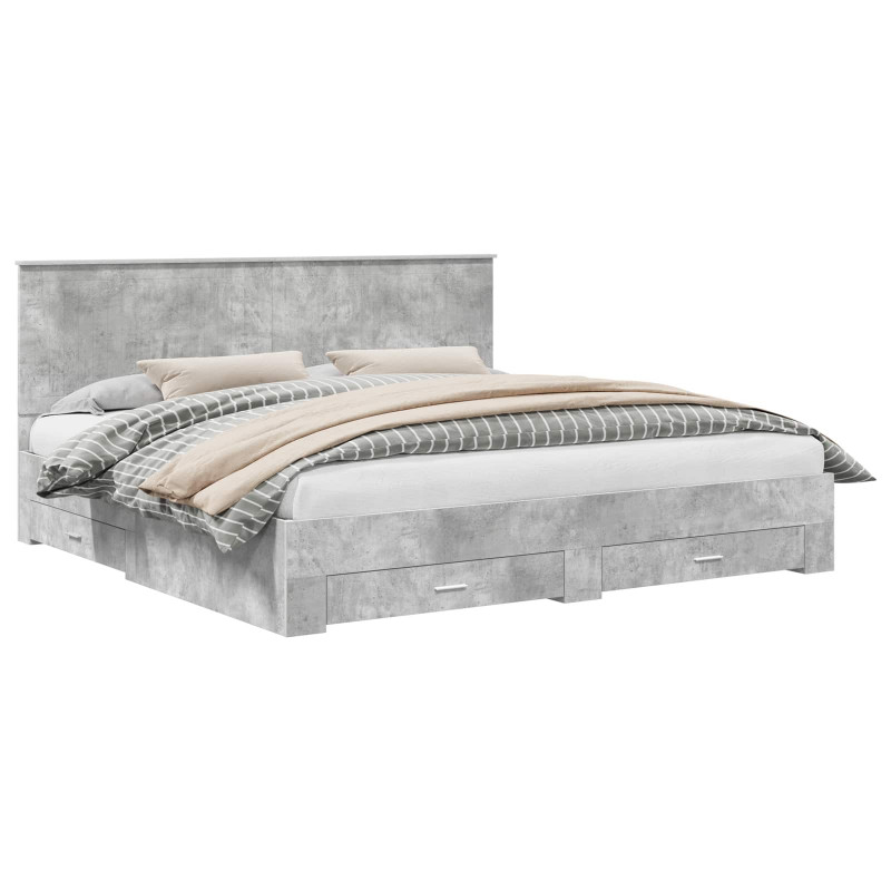 Ramka łóżka Betonowy szary 200 x 200 cm Materiał drewnopochodny