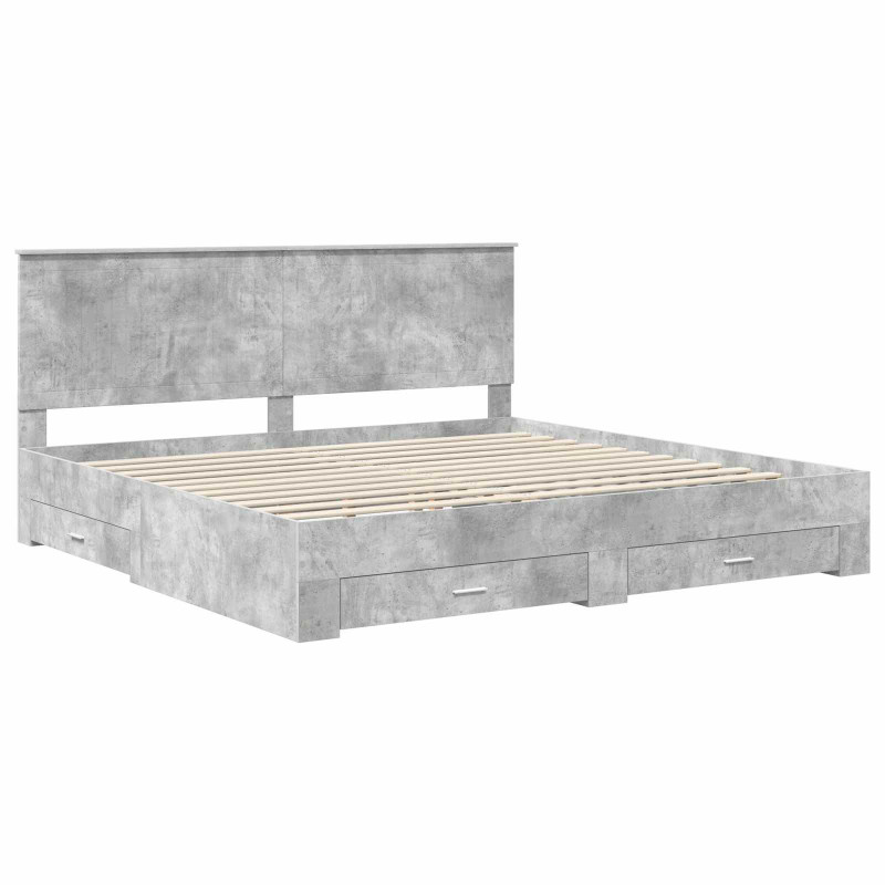 Ramka łóżka Betonowy szary 200 x 200 cm Materiał drewnopochodny