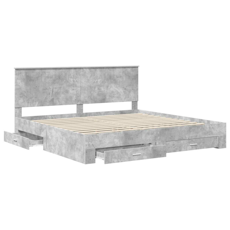 Ramka łóżka Betonowy szary 200 x 200 cm Materiał drewnopochodny