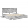 Ramka łóżka Betonowy szary 200 x 200 cm Materiał drewnopochodny
