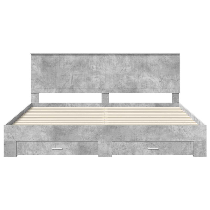 Ramka łóżka Betonowy szary 200 x 200 cm Materiał drewnopochodny