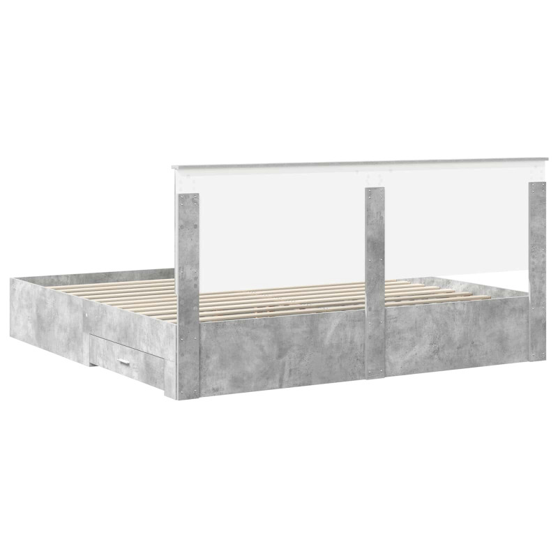 Ramka łóżka Betonowy szary 200 x 200 cm Materiał drewnopochodny