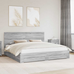Ramka łóżka Szary Sonoma 200 x 200 cm Materiał drewnopochodny