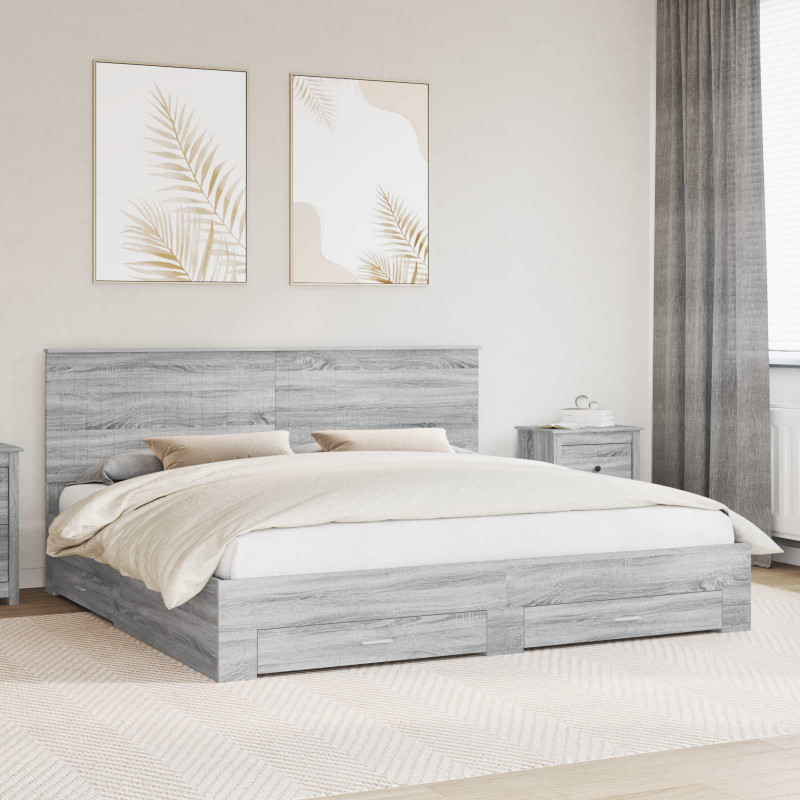 Ramka łóżka Szary Sonoma 200 x 200 cm Materiał drewnopochodny