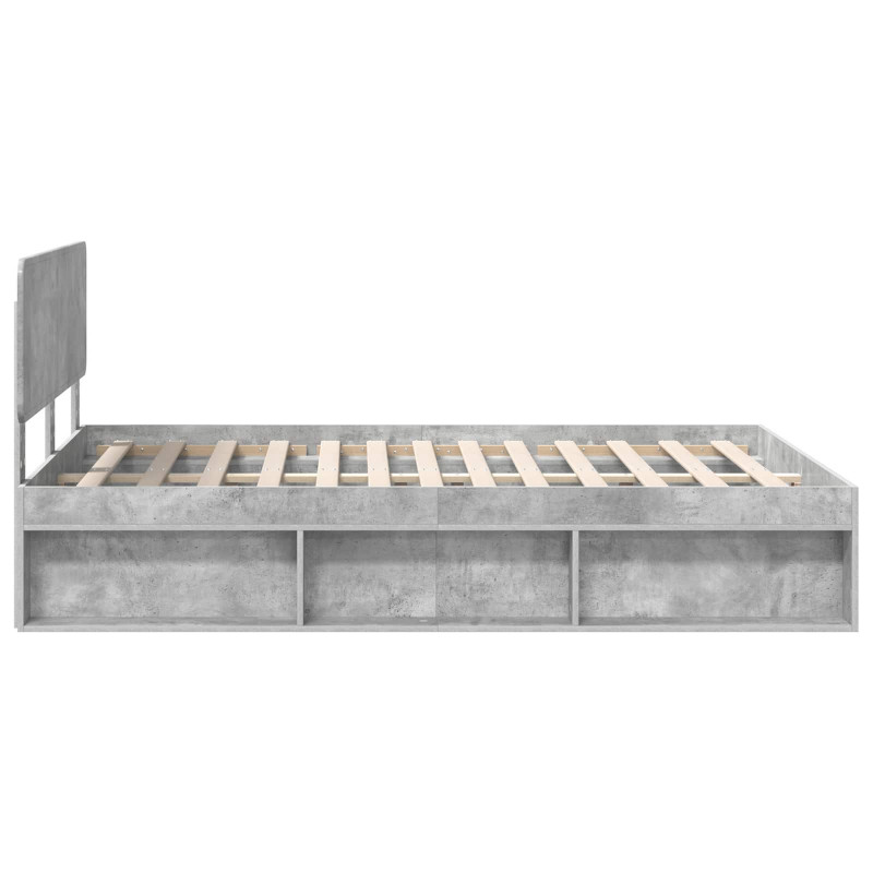 Ramka łóżka Betonowy 140 x 190 cm Lite drewno sosnowe