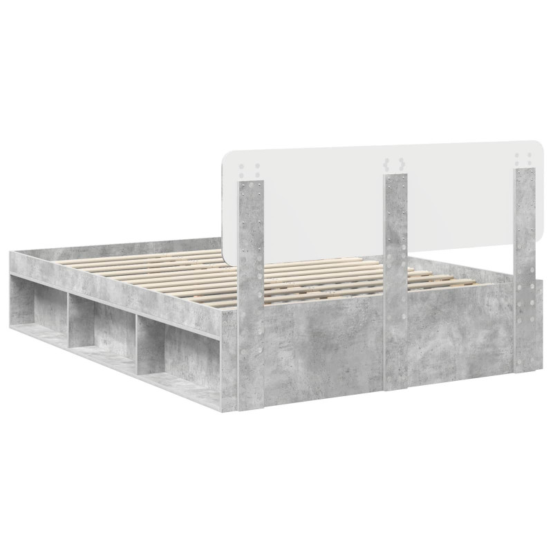 Ramka łóżka Betonowy 140 x 190 cm Lite drewno sosnowe
