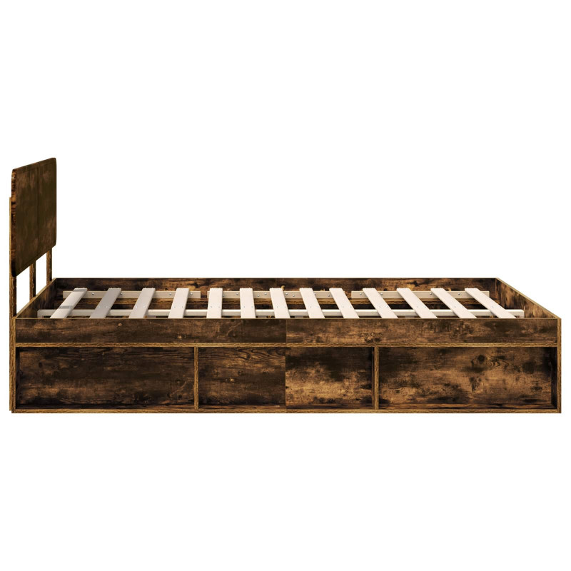 Ramka łóżka Dąb wędzony 140 x 190 cm Lite drewno sosnowe