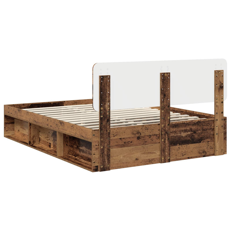 Ramka łóżka Stare drewno 140 x 190 cm Lite drewno sosnowe