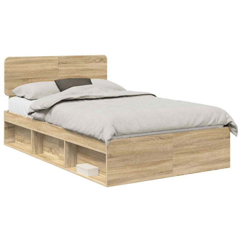 Ramka łóżka Dąb Sonoma 135 x 190 cm Lite drewno sosnowe