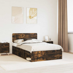 Ramka łóżka Dąb wędzony 135 x 190 cm Lite drewno sosnowe