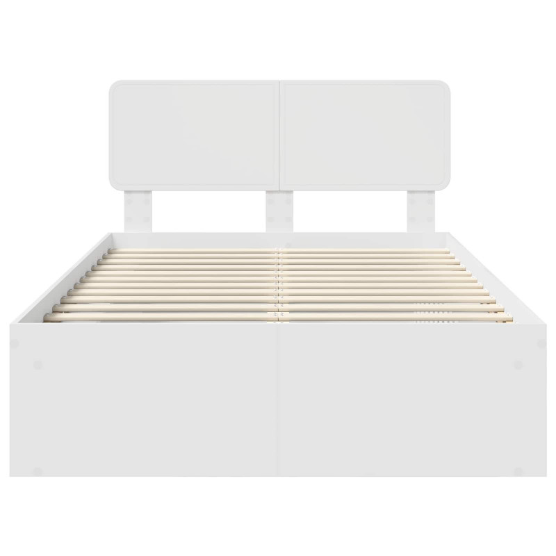 Ramka łóżka Z zagłówkiem Biały 120 x 200 cm Lite drewno sosnowe