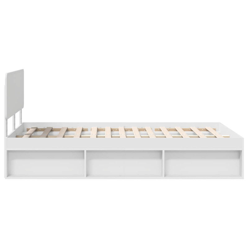 Ramka łóżka Z zagłówkiem Biały 120 x 200 cm Lite drewno sosnowe