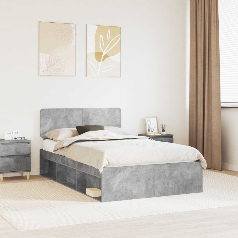 Ramka łóżka Betonowy 120 x 200 cm Lite drewno sosnowe