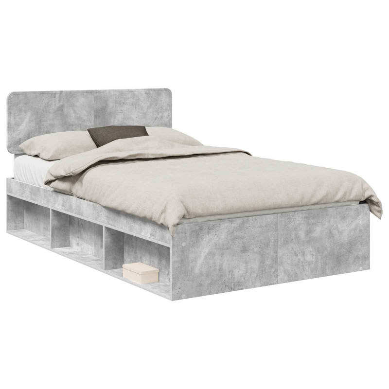 Ramka łóżka Betonowy 120 x 200 cm Lite drewno sosnowe