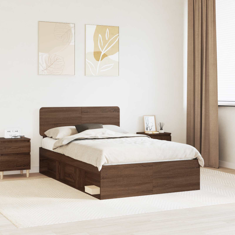 Ramka łóżka Brązowy dąb 120 x 200 cm Lite drewno sosnowe