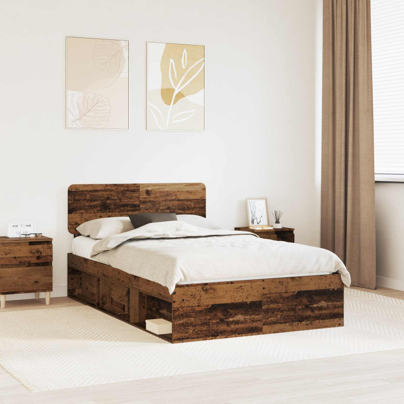 Ramka łóżka Stare drewno 120 x 200 cm Lite drewno sosnowe