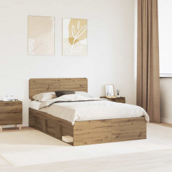 Ramka łóżka Dąb rzemieślniczy 120 x 200 cm Lite drewno sosnowe