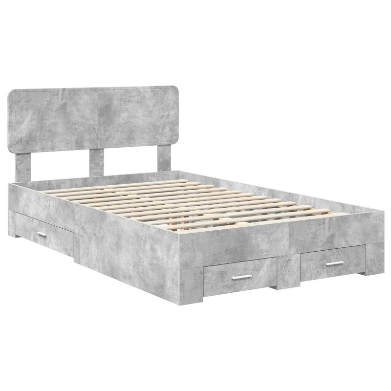 Ramka łóżka Betonowy szary 135 x 190 cm Materiał drewnopochodny