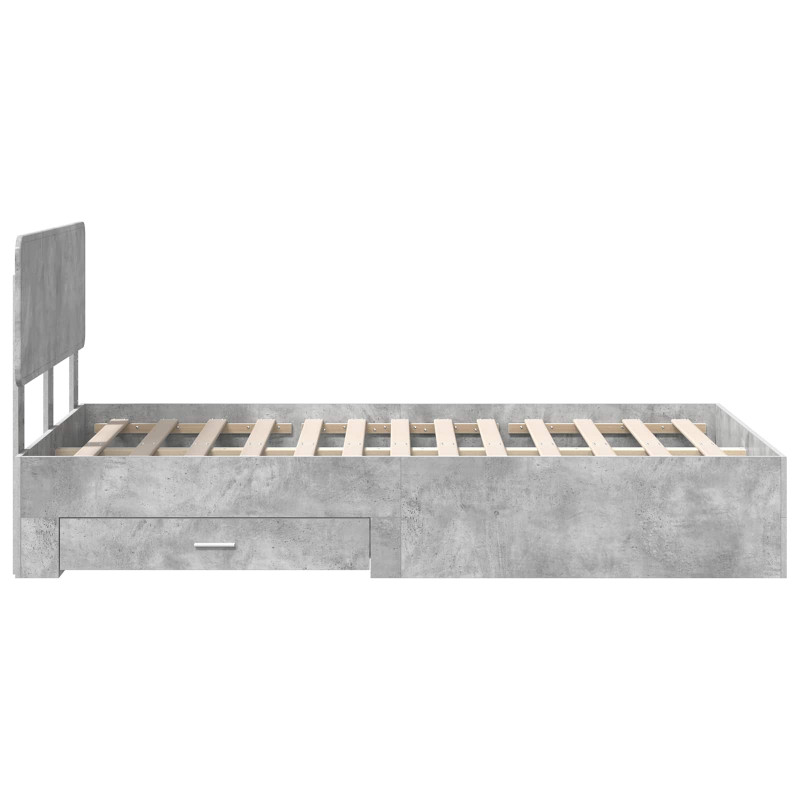 Ramka łóżka Betonowy szary 135 x 190 cm Materiał drewnopochodny