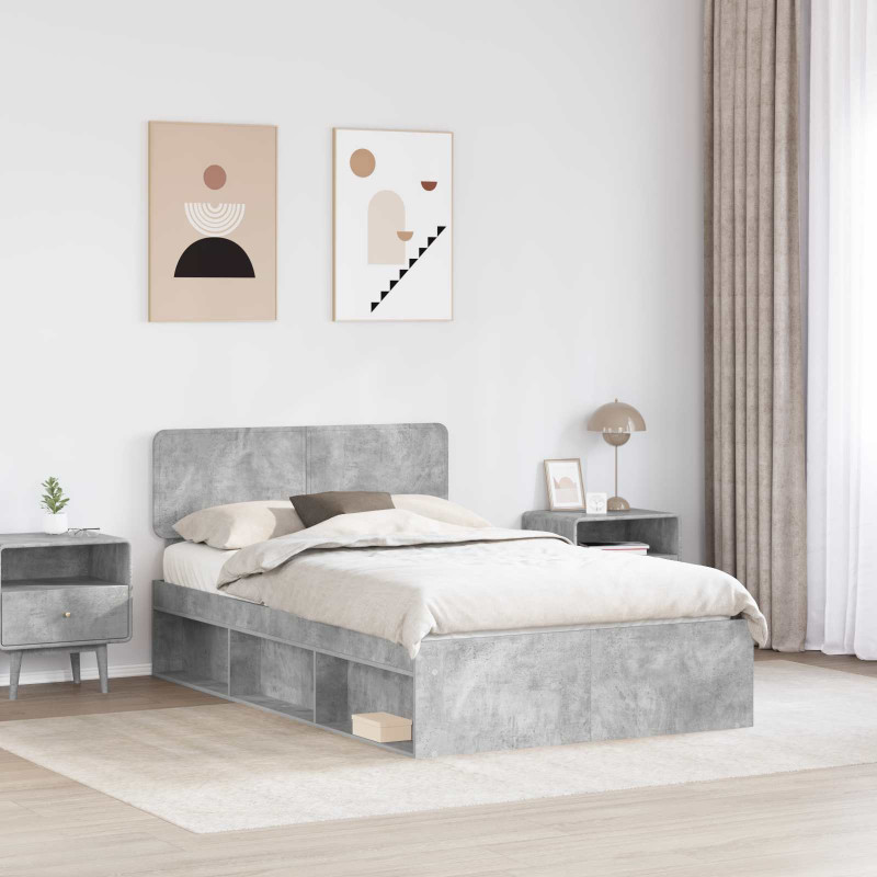 Ramka łóżka Betonowy 120 x 190 cm Lite drewno sosnowe