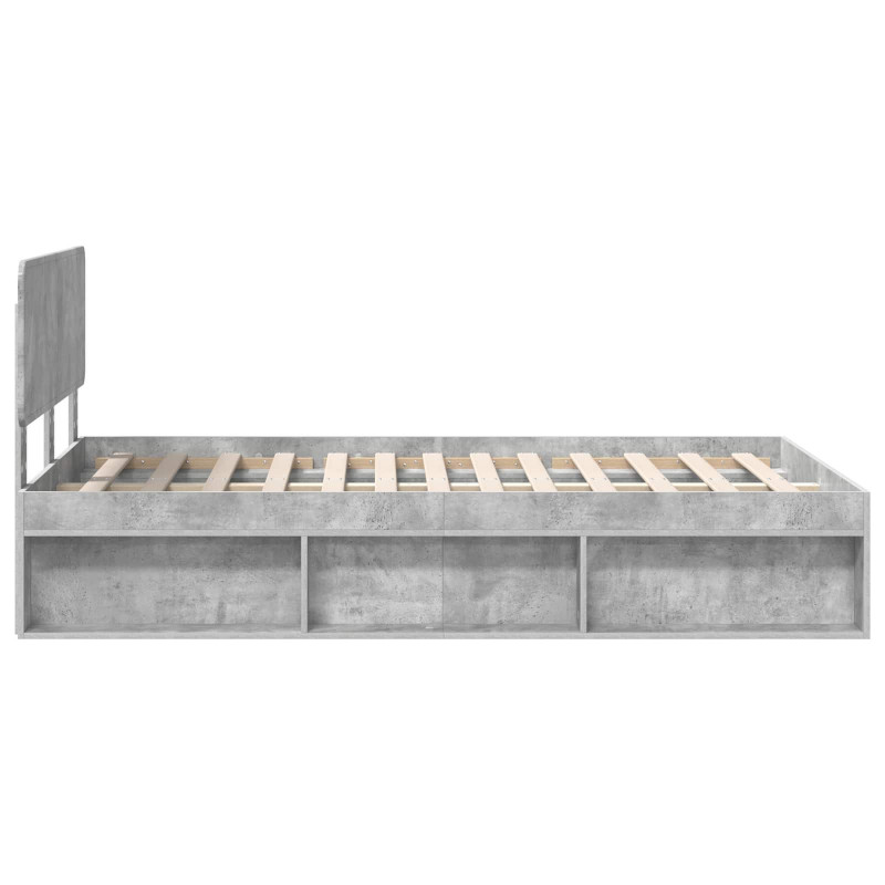 Ramka łóżka Betonowy 120 x 190 cm Lite drewno sosnowe
