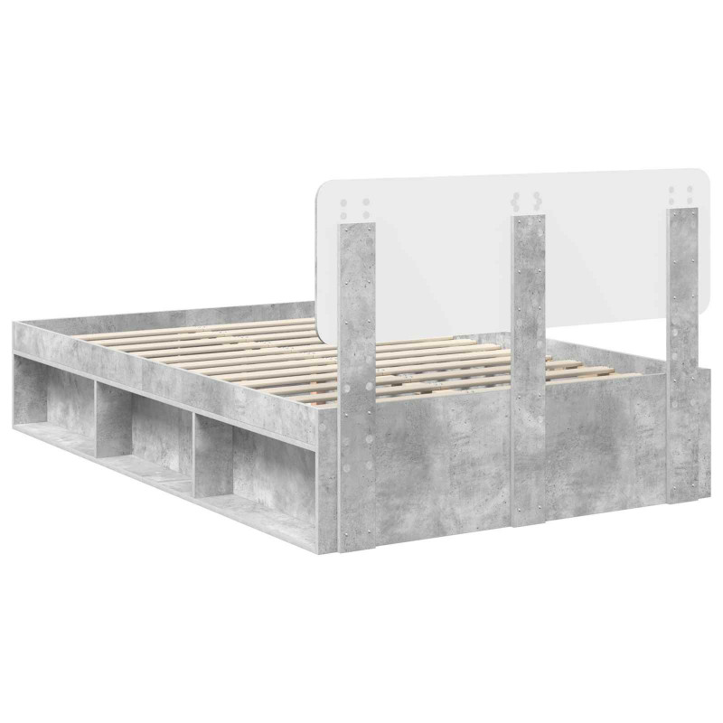 Ramka łóżka Betonowy 120 x 190 cm Lite drewno sosnowe