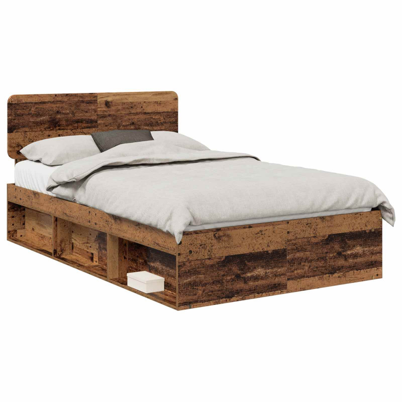 Ramka łóżka Stare drewno 120 x 190 cm Lite drewno sosnowe