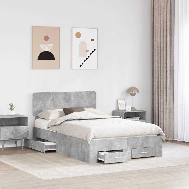 Ramka łóżka Betonowy szary 120 x 200 cm Materiał drewnopochodny