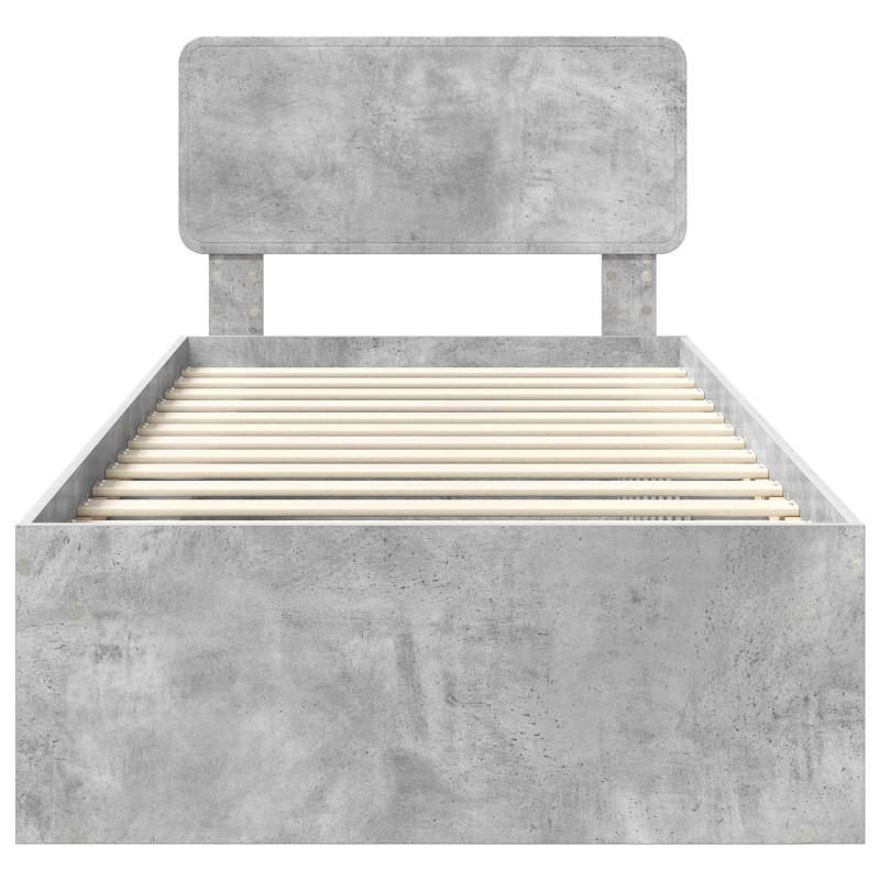 Ramka łóżka Szary beton 100 x 200 cm Lite drewno sosnowe