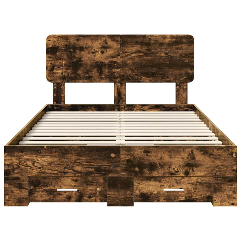 Ramka łóżka Dąb wędzony 120 x 190 cm Materiał drewnopochodny