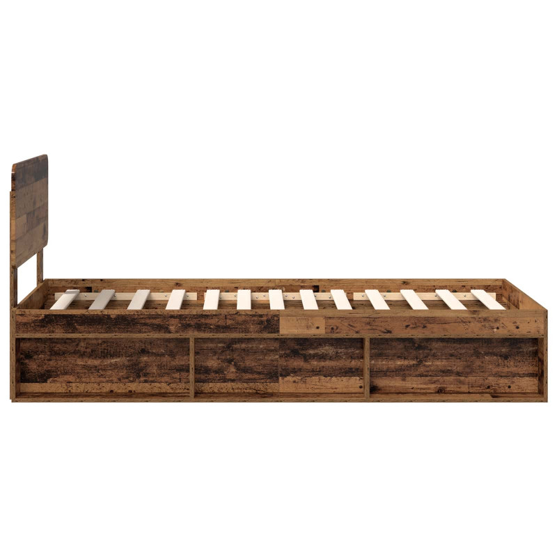 Ramka łóżka Stare drewno 100 x 200 cm Lite drewno sosnowe
