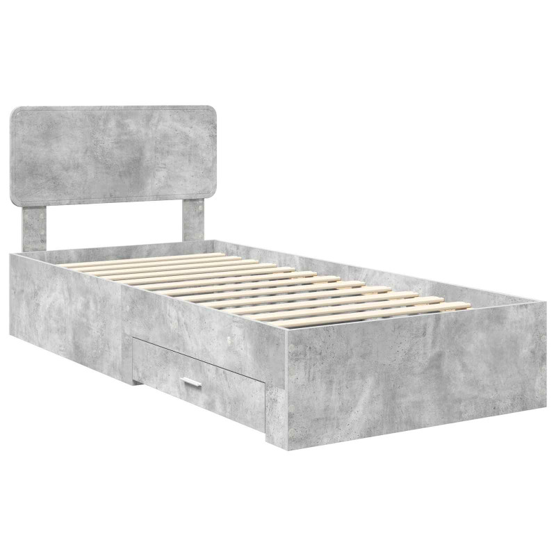Ramka łóżka Betonowy szary 100 x 200 cm Materiał drewnopochodny