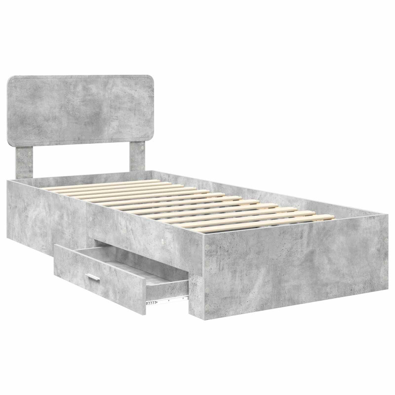 Ramka łóżka Betonowy szary 100 x 200 cm Materiał drewnopochodny